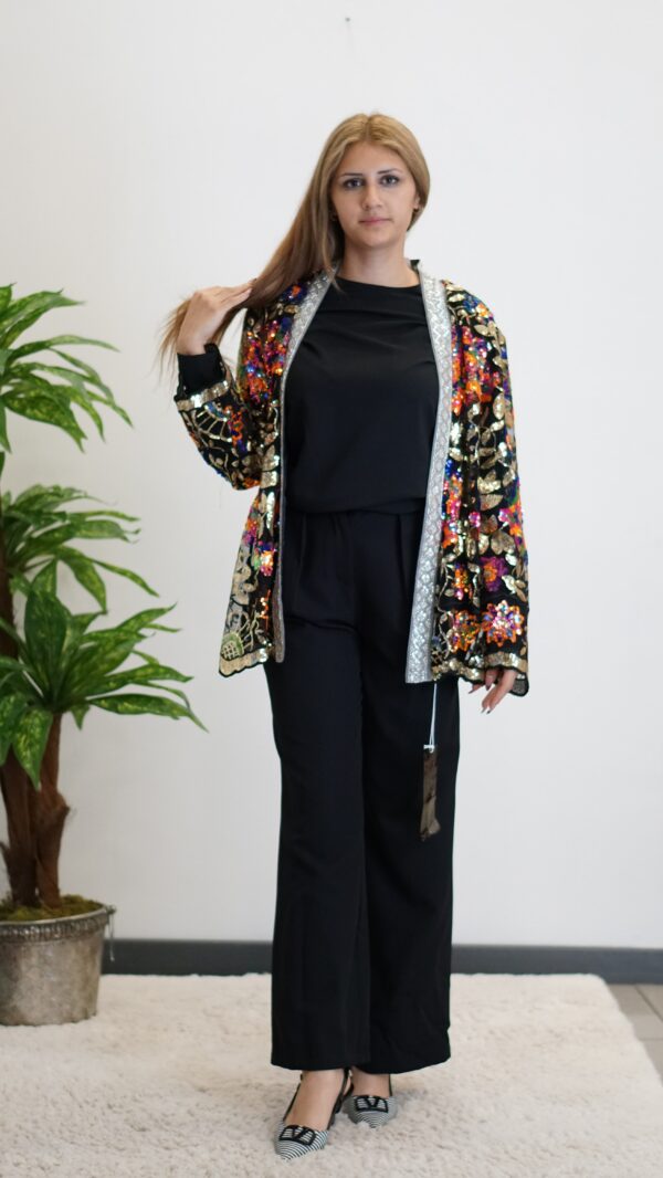 İthal Renkli Pullu Siyah Ceket