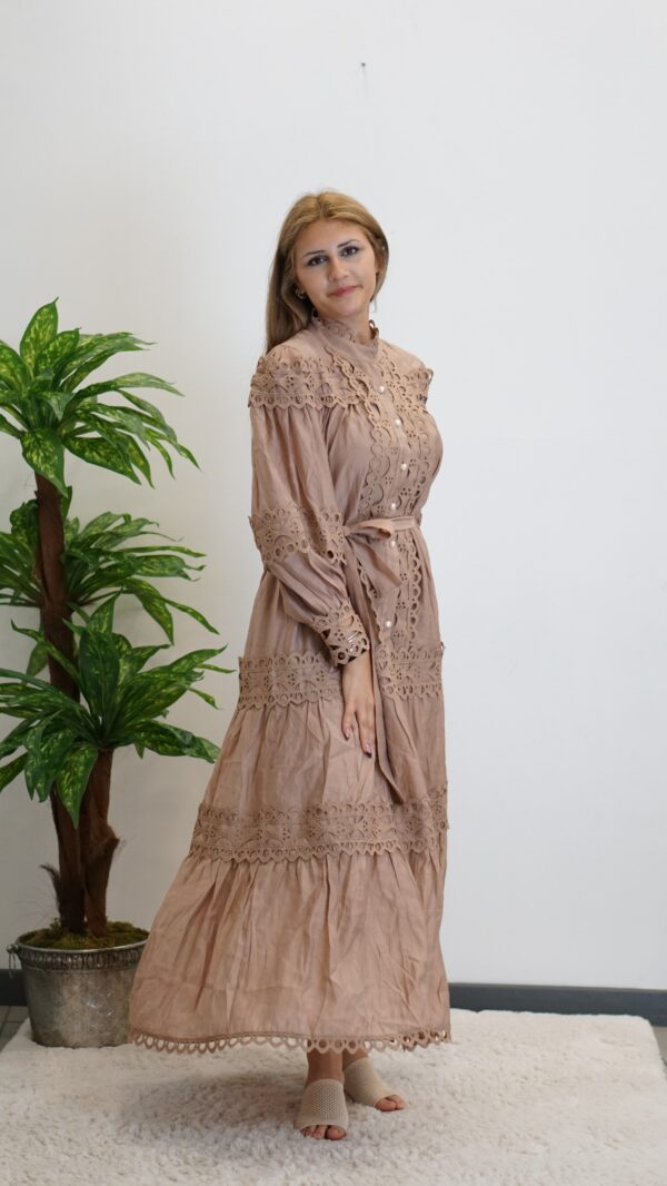 İthal Büyük İnci Düğmeli Elbise