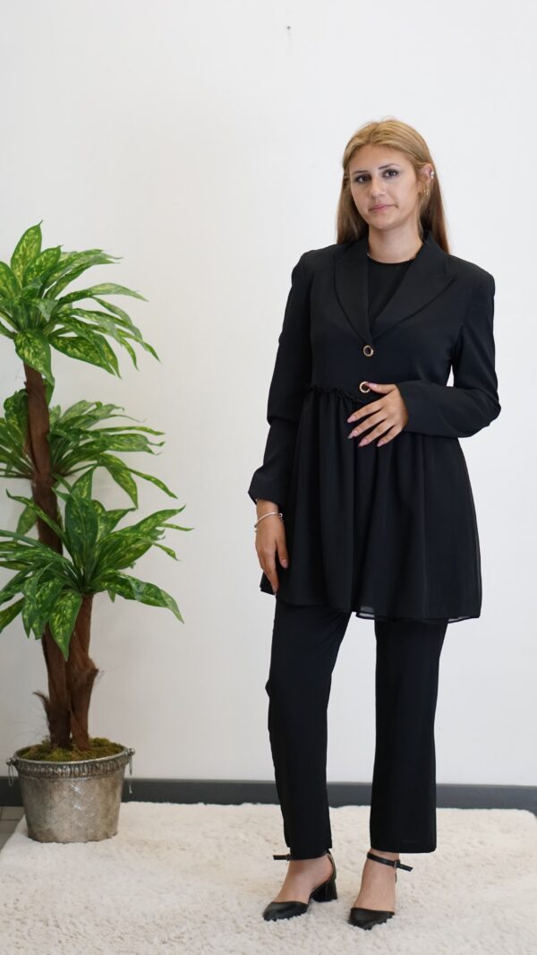 Şifon Düzgün Detaylı Pantolon Takım